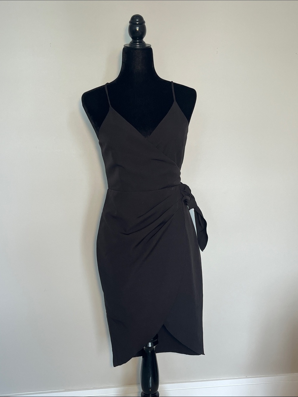 BCBGeneration Black Wrap Mini Dress with Side Knot